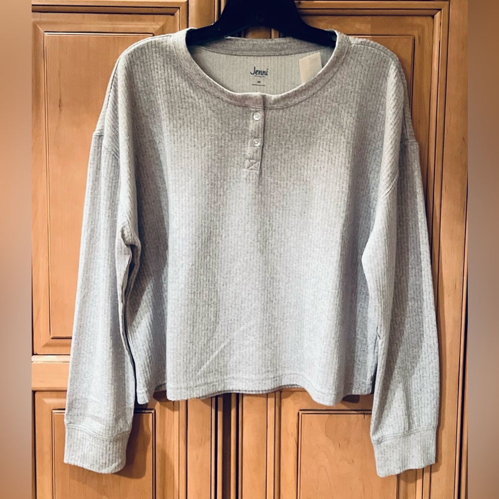 NWT Jenni Women’s Ribbed Henley Loungewear/Pajama Top - Picture 2 of 8